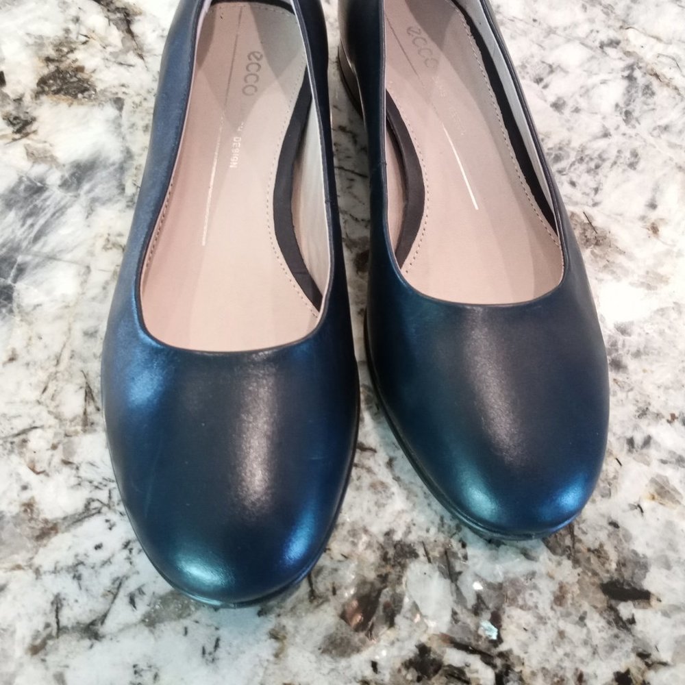 ECCO Ballerina Ballet Flat Navy Leather - Picture 5 of 7